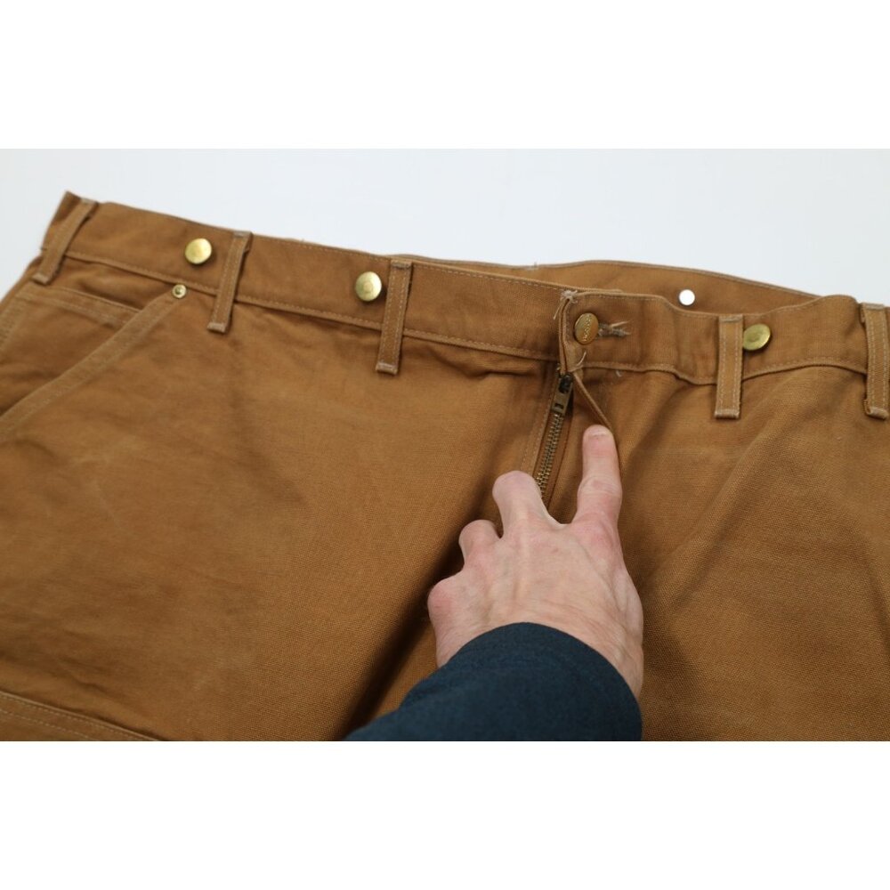 Vintage Y2K Carhartt Mens 50x30 Double Knee Canvas Wide Leg Pants Duck Brown USA - Picture 10 of 16
